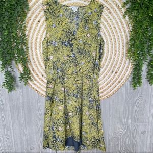 bar III Floral Mini Dress V-neck Elastic Waist Sleeveless Women's Small Yellow